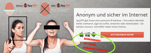 SpyOFF Versprechen Anonymität