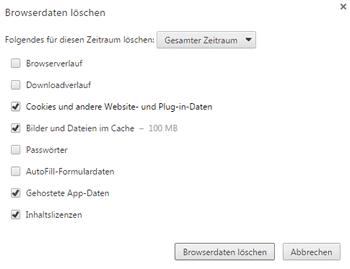 Browserdaten manuell löschen