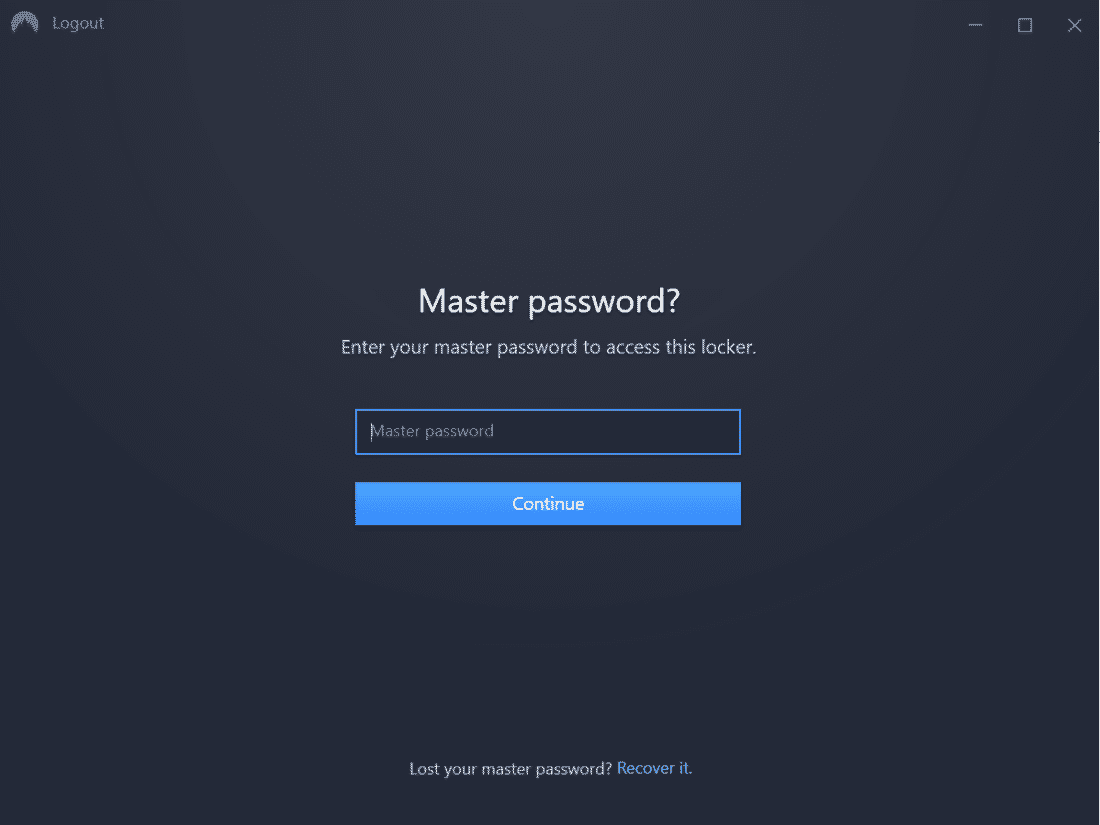 NordLocker Masterpasswort eingeben