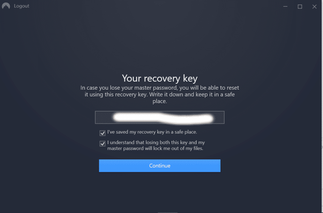 NordLocker Recovery Key