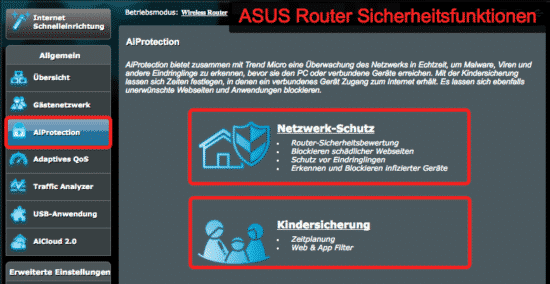 ASUS Router Sicherheitsfunktionen AI Protect