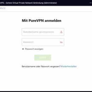 Anmeldung in der PureVPN Software