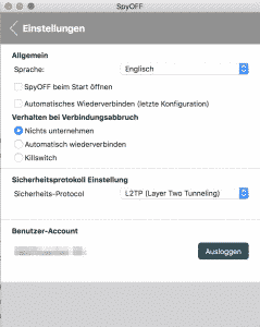 SpyOFFVPN Einstellungen